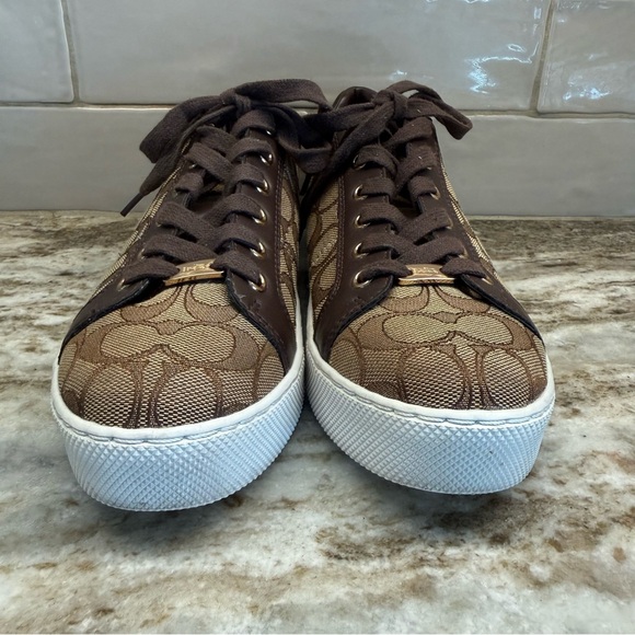 Coach Paddy Brown Signature Monogram Sneakers Womens Size 9.5 Shoes - Picture 4 of 12
